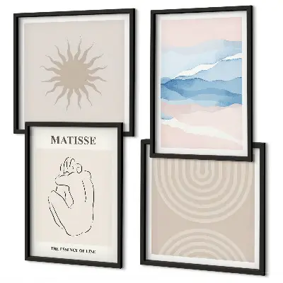 Meerluik in lijst met lijnen, golven, pastelkleuren en een minimalistisch ontwerp