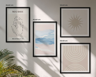 Meerluik in lijst Lijnen, golven, pastel, minimalistisch