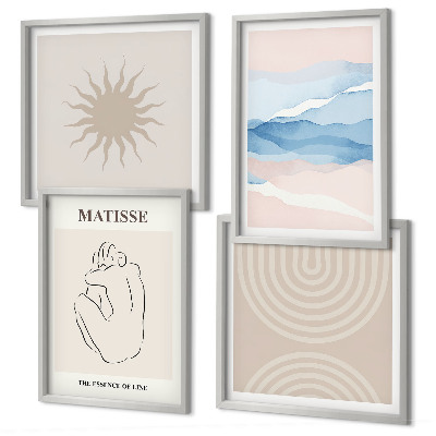 Meerluik in lijst Lijnen, golven, pastel, minimalistisch