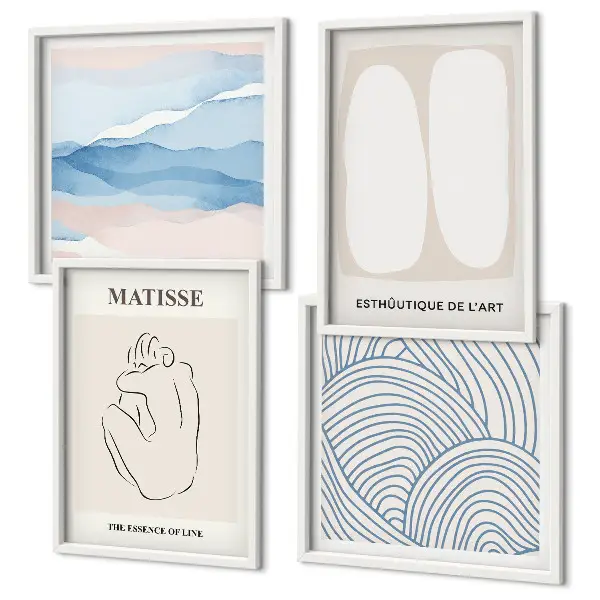 Set van Matisse abstracte vormen posters met lijst set van meerdere ingelijste posters