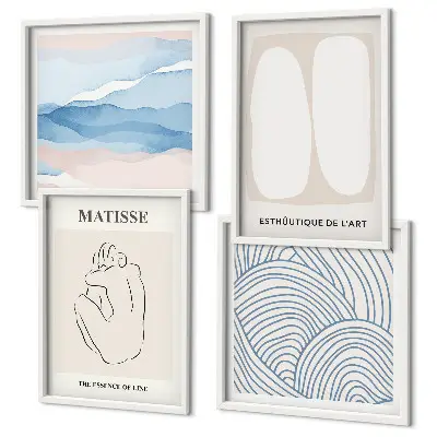 Set van Matisse abstracte vormen posters met lijst set van meerdere ingelijste posters