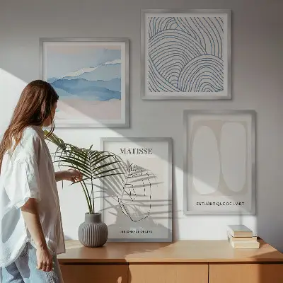 Set van Matisse abstracte vormen posters met lijst set van meerdere ingelijste posters