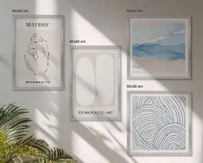 Set van Matisse abstracte vormen posters met lijst set van meerdere ingelijste posters