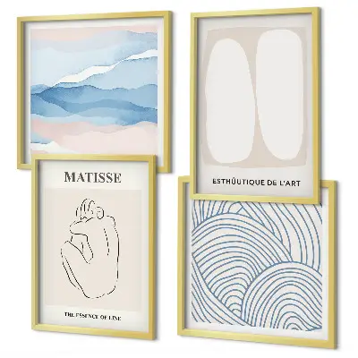 Set van Matisse abstracte vormen posters met lijst set van meerdere ingelijste posters