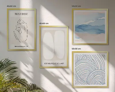 Set van Matisse abstracte vormen posters met lijst set van meerdere ingelijste posters