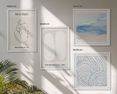 Set van Matisse abstracte vormen posters met lijst set van meerdere ingelijste posters