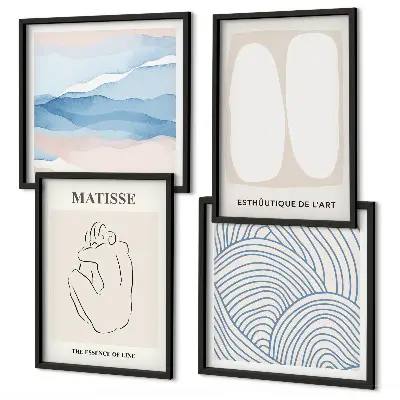 Set van Matisse abstracte vormen posters met lijst set van meerdere ingelijste posters