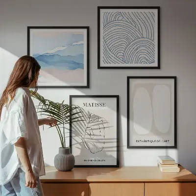 Set van Matisse abstracte vormen posters met lijst set van meerdere ingelijste posters