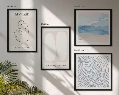 Set van Matisse abstracte vormen posters met lijst set van meerdere ingelijste posters