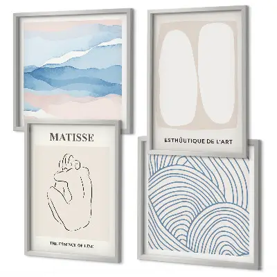 Set van Matisse abstracte vormen posters met lijst set van meerdere ingelijste posters