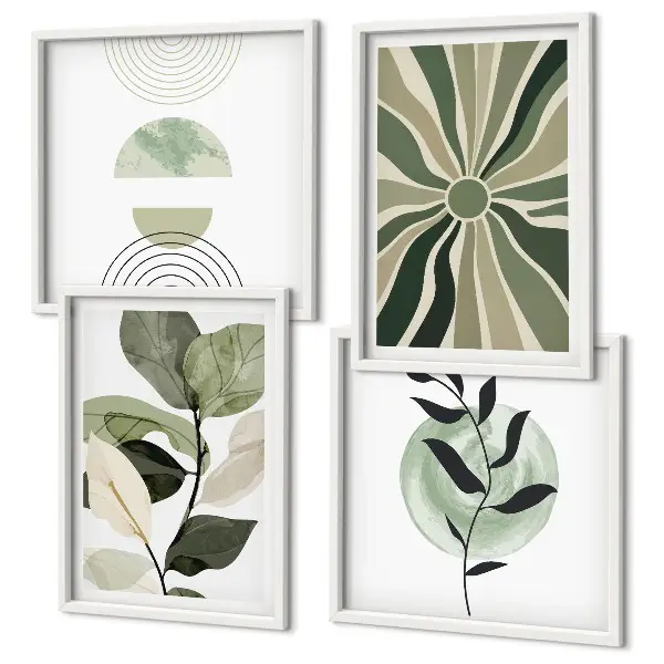 Geometrische vormen van planten meerluik in lijst