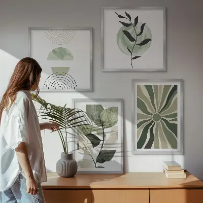Geometrische vormen van planten meerluik in lijst