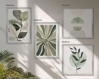 Geometrische vormen van planten meerluik in lijst