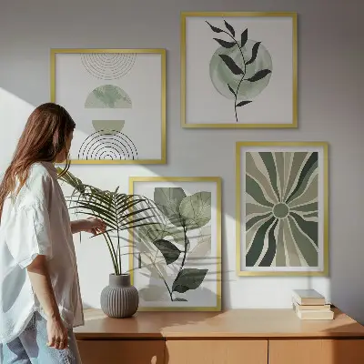Geometrische vormen van planten meerluik in lijst