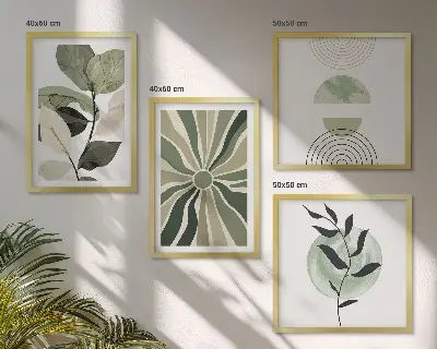 Geometrische vormen van planten meerluik in lijst