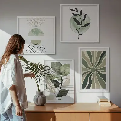 Geometrische vormen van planten meerluik in lijst