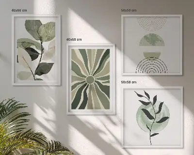 Geometrische vormen van planten meerluik in lijst
