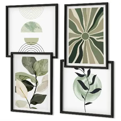 Geometrische vormen van planten meerluik in lijst