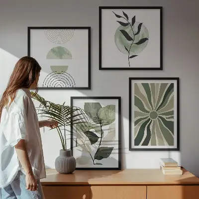 Geometrische vormen van planten meerluik in lijst