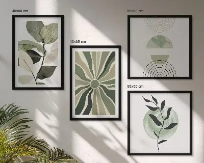 Geometrische vormen van planten meerluik in lijst