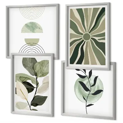 Geometrische vormen van planten meerluik in lijst