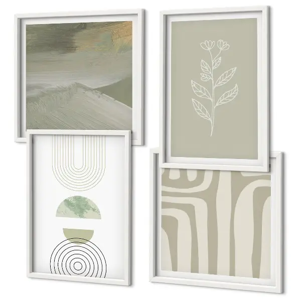 Geometrische plantpatronen set van posters met lijst