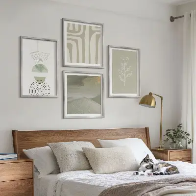 Geometrische plantpatronen set van posters met lijst