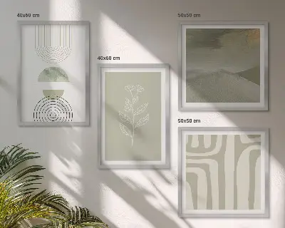 Geometrische plantpatronen set van posters met lijst