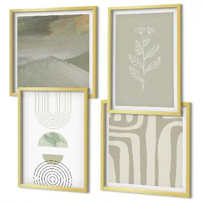 Geometrische plantpatronen set van posters met lijst