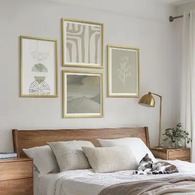 Geometrische plantpatronen set van posters met lijst