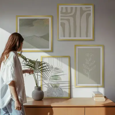 Geometrische plantpatronen set van posters met lijst