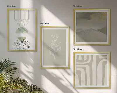 Geometrische plantpatronen set van posters met lijst