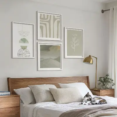 Geometrische plantpatronen set van posters met lijst