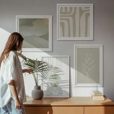 Geometrische plantpatronen set van posters met lijst