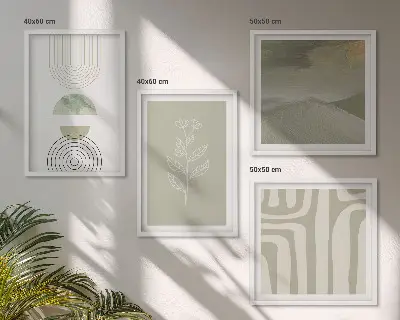 Geometrische plantpatronen set van posters met lijst