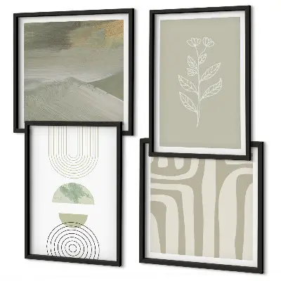 Geometrische plantpatronen set van posters met lijst