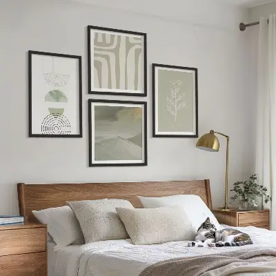 Geometrische plantpatronen set van posters met lijst