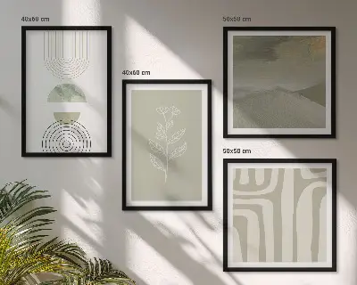 Geometrische plantpatronen set van posters met lijst