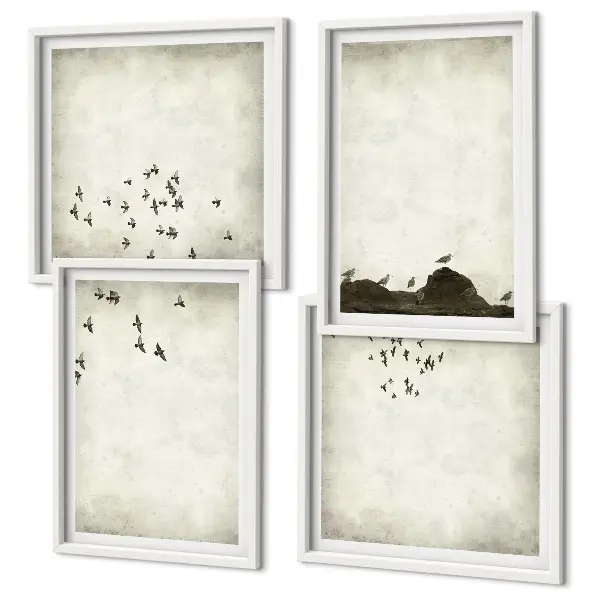 Minimalistisch schilderij van vogels set van posters inclusief lijst