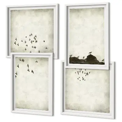 Set van posters met lijst Minimalistische vogelschilderij