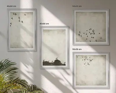 Minimalistisch schilderij van vogels set van posters inclusief lijst