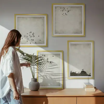 Minimalistisch schilderij van vogels set van posters inclusief lijst
