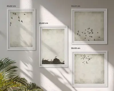 Minimalistisch schilderij van vogels set van posters inclusief lijst