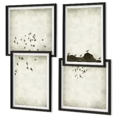Minimalistisch schilderij van vogels set van posters inclusief lijst