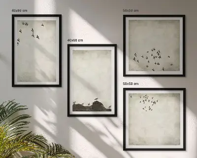 Minimalistisch schilderij van vogels set van posters inclusief lijst