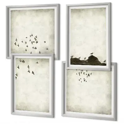 Minimalistisch schilderij van vogels set van posters inclusief lijst