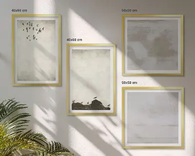 Textuur van een zwerm vogels meerluik in lijst