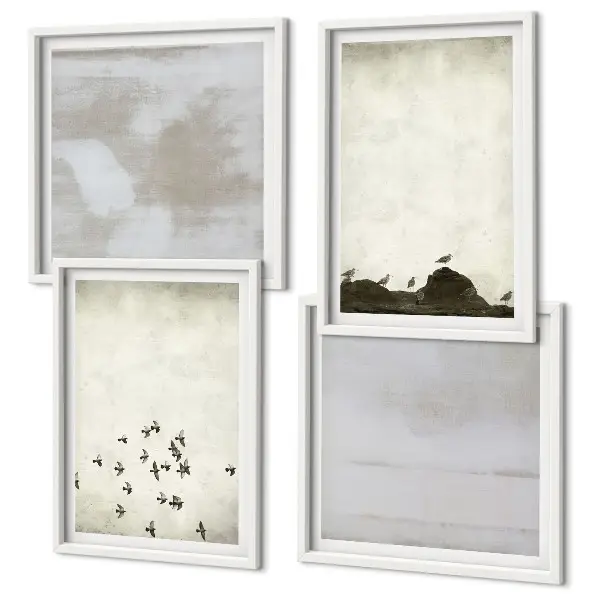 Set van posters met lijst Minimalistische vogels in vlucht