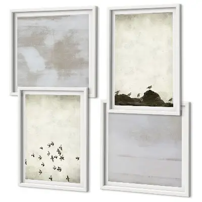Set van posters met lijst Minimalistische vogels in vlucht
