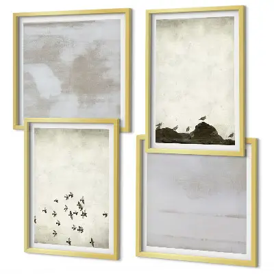 Set van posters met lijst Minimalistische vogels in vlucht